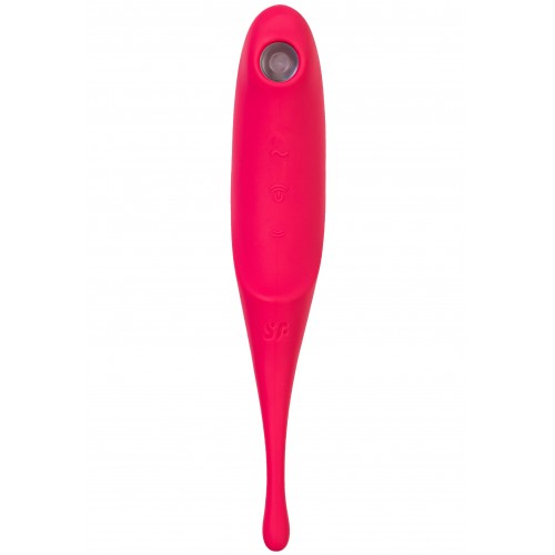Вакуумный стимулятор с вибростимулирующим отростком Satisfyer Twirling Pro красный