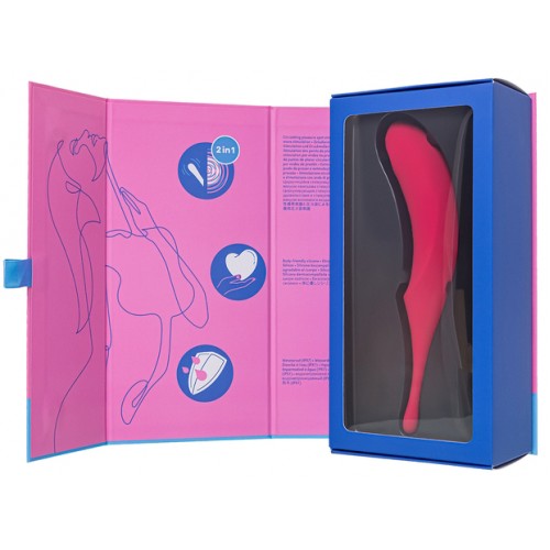 Вакуумный стимулятор с вибростимулирующим отростком Satisfyer Twirling Pro красный