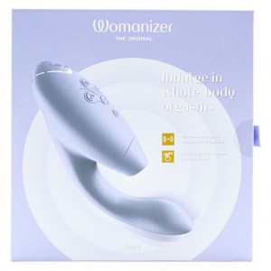 Роскошный вакуумный вибростимулятор для G точки и клитора Womanizer Duo 2 сиреневый (иной угол)
