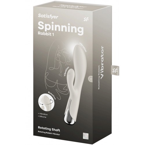 Вибратор для точки G с клиторальным стимулятором и ротацией Satisfyer Spinning Rabbit 1 Beige