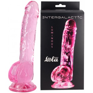 Прозрачный фаллос с мошонкой Intergalactic Luminous Pink
