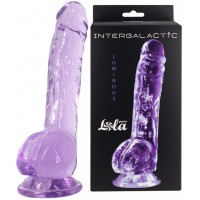 Прозрачный фаллос с мошонкой Intergalactic Luminous Purple