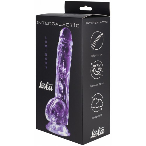 Прозрачный фаллос с мошонкой Intergalactic Luminous Purple