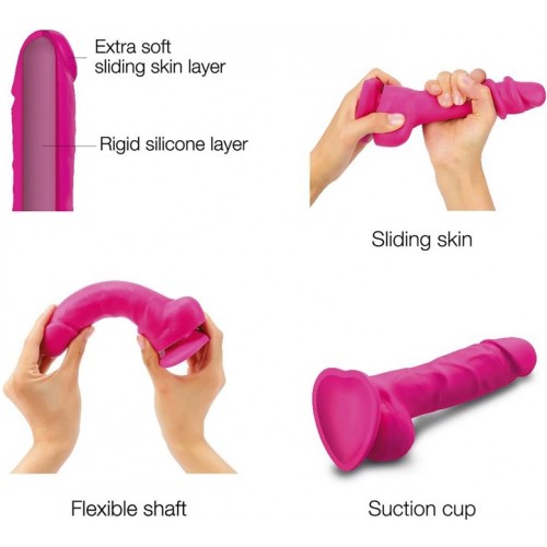 Реалистичный фаллоимитатор на присоске Strap-On-Me с подвижной кожей розовый