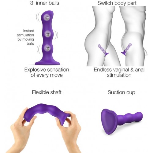 Фаллоимитатор Strap-On-Me Dildo Geisha Ball фиолетовый M 16,5 см