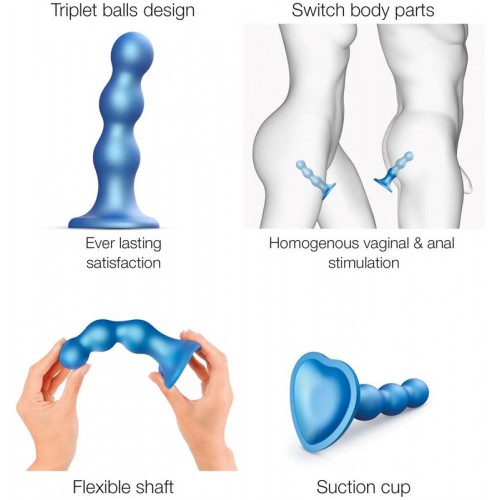 Фаллоимитатор Strap-On-Me Dildo Plug Balls синий L 16,5 см