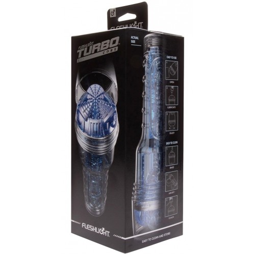 Прозрачный мастурбатор Голубой Лед Fleshlight Turbo Core