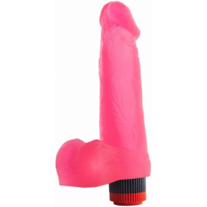Реалистичный гелевый вибратор с мошонкой розовый 16 см