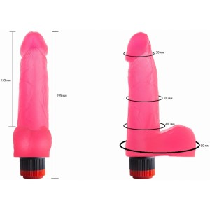 Реалистичный гелевый вибратор с мошонкой розовый 16 см (иной угол)