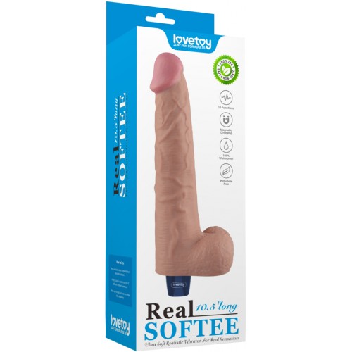 Классический вибратор с мошонкой Real Softee 27 см