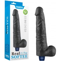 Классический черный вибратор с мошонкой Real Softee 27 см