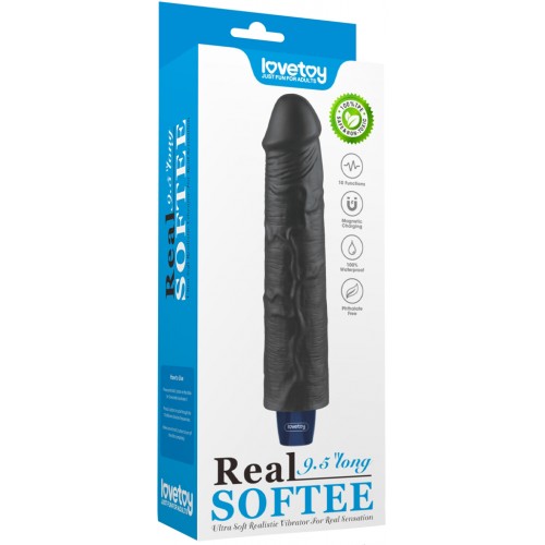 Классический черный вибратор Real Softee 24 см