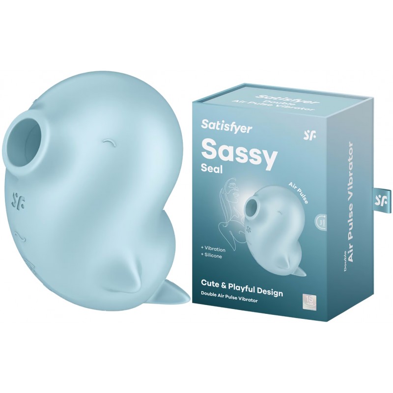 Вакуумно-волновой стимулятор с вибрацией Satisfyer Sassy Seal голубой