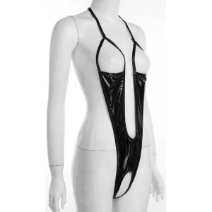 Волнующее черное открытое боди (иной угол)