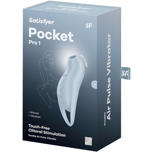 Вакуумно-волновой стимулятор клитора с вибрацией Satisfyer Pocket Pro 1 голубой