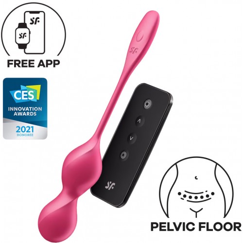 МЯГКАЯ ВАКУУМНАЯ УПАКОВКА Вагинальные смарт-шарики с вибрацией Satisfyer Love Birds 2 С ПУЛЬТОМ красные