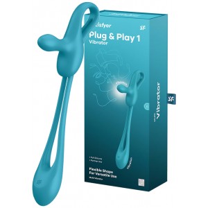 Многофункциональный вибратор для пар с гибкой основой Satisfyer Plug & Play 1 голубой