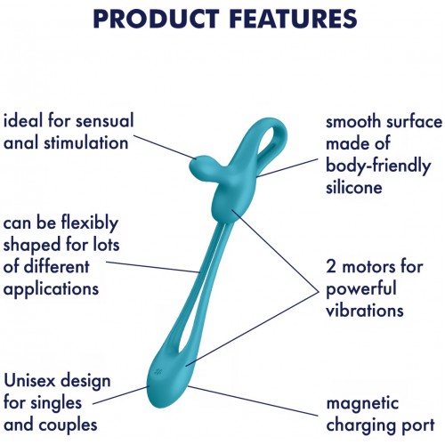 Многофункциональный вибратор для пар с гибкой основой Satisfyer Plug & Play 1 голубой