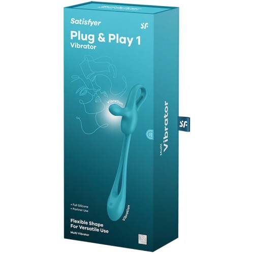 Многофункциональный вибратор для пар с гибкой основой Satisfyer Plug & Play 1 голубой