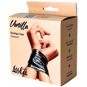 Черная бондажная лента Vanilla Oxytocin Black 20 м (иной угол)
