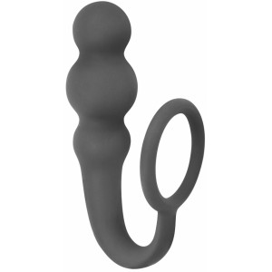 Анальная елочка с эррекционным кольцом Spise it up Dark Grey (иной угол)