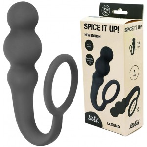 Анальная елочка с эррекционным кольцом Spise it up Dark Grey