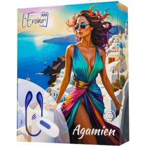 Двойной смарт-вибростимулятор Leroina App Agamien с пультом управления синий (иной угол)