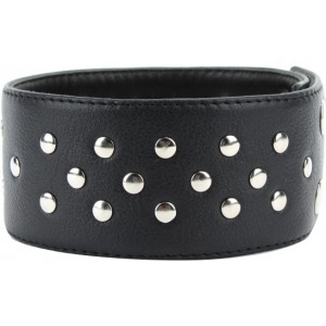 Широкий чокер с металлическими вставками из натуральной кожи (иной угол)