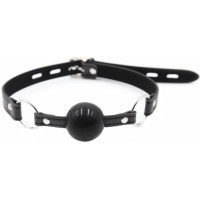 Черный кляп-шар без замка силиконовый