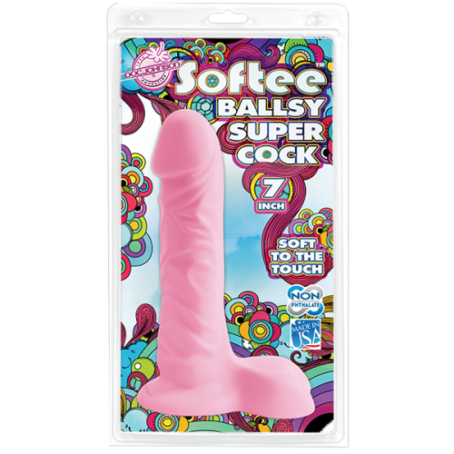 Розовый фаллос Softee с мошонкой 7in