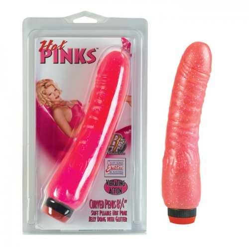 Вибратор с блестками Curved Hot Pinks 8 25in