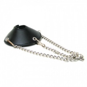 Утяжка для мошонки из искусственной кожи с цепочками Parachute Ball Stretcher (иной угол)