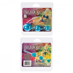 Три голубых вагинальных шарика Orgasm balls (иной угол)