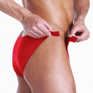 Классические красные трусы Hustler Fundies на двух липучках SM (иной угол)