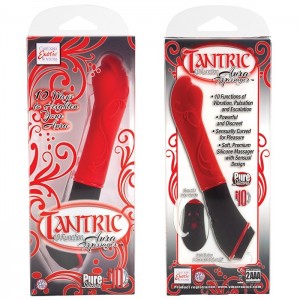 Красный вибромассажер из силикона Tantric Aura Massager (иной угол)
