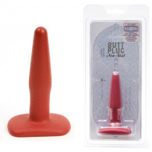 Красная анальная пробка тонкая (иной угол)
