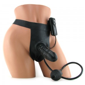 Вибро-страпон с грушей Vibro Inflatable Black (иной угол)