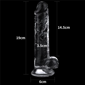 Прозрачный фаллоимитатор с мошонкой LOVETOY L-19 см, d-4.5 см (иной угол)