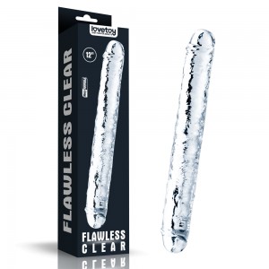 Прозрачный двухголовый фаллоимитатор LOVETOY Flawless Clear