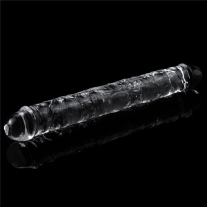 Прозрачный двухголовый фаллоимитатор LOVETOY Flawless Clear (иной угол)