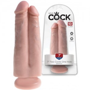 Двойной фаллос на присоске King Cock Two Cocks One Hole Light