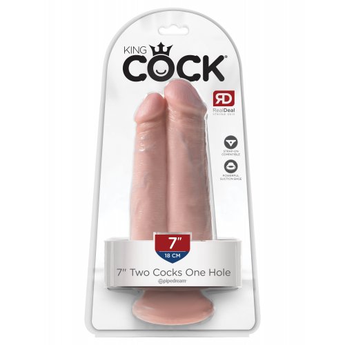 Двойной фаллос на присоске King Cock Two Cocks One Hole Light
