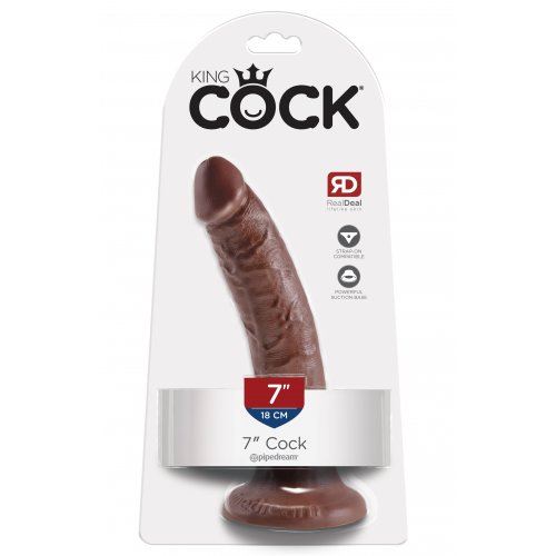 Реалистичный фаллоимитатор мулат на присоске King Cock Brown 18 см