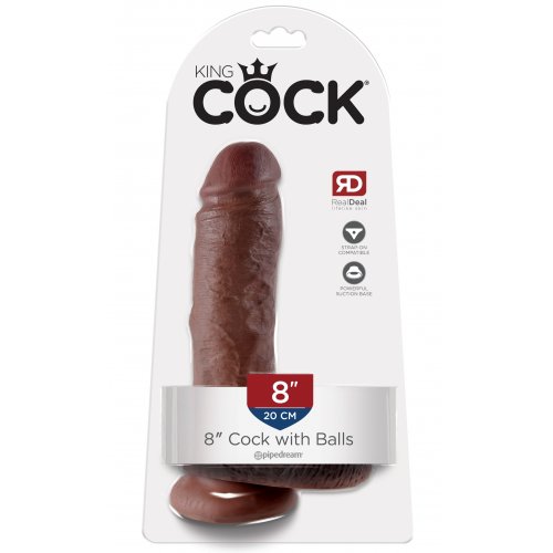 Широкий фаллоимитатор мулат на присоске King Cock with Balls Brown 20 см