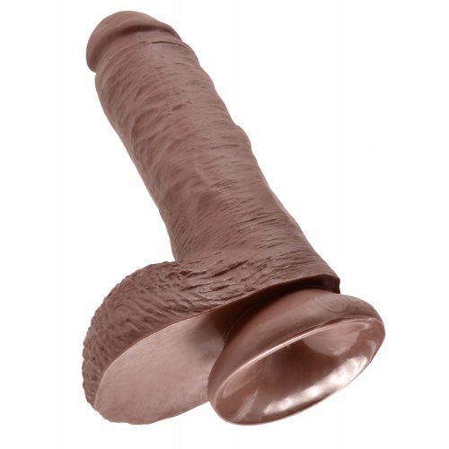 Широкий фаллоимитатор мулат на присоске King Cock with Balls Brown 20 см
