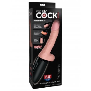 Реалистичный вибратор с поступательными движениями и подогревом King Cock Plus 27 см