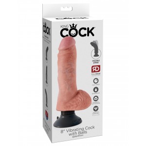 Реалистичный вибратор с присоской King Cock Vibrating Cock with Balls 15 см