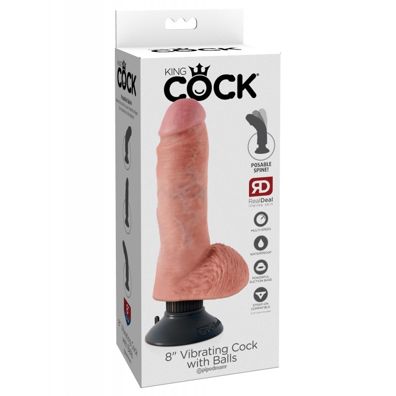 Реалистичный вибратор с присоской King Cock Vibrating Cock with Balls 15 см