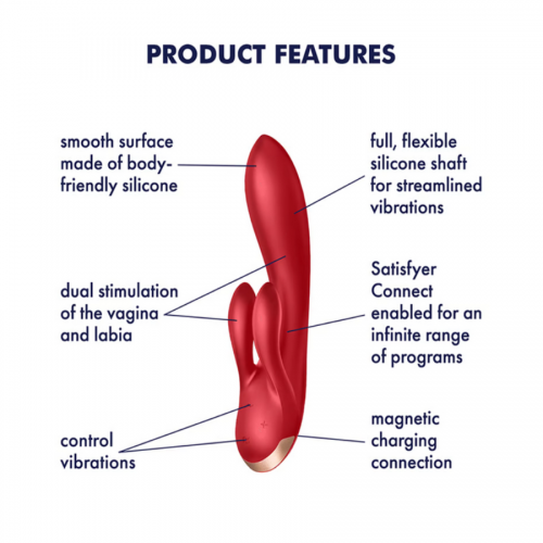 Смарт-вибратор Satisfyer Double Flex Connect App красный 
