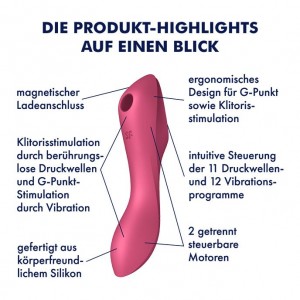 Вакуумно-волновой смарт-стимулятор SatisfyerCurvy Trinity 3 красный (иной угол)